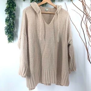 Aerie chenille V-neck oversized hooded sweater